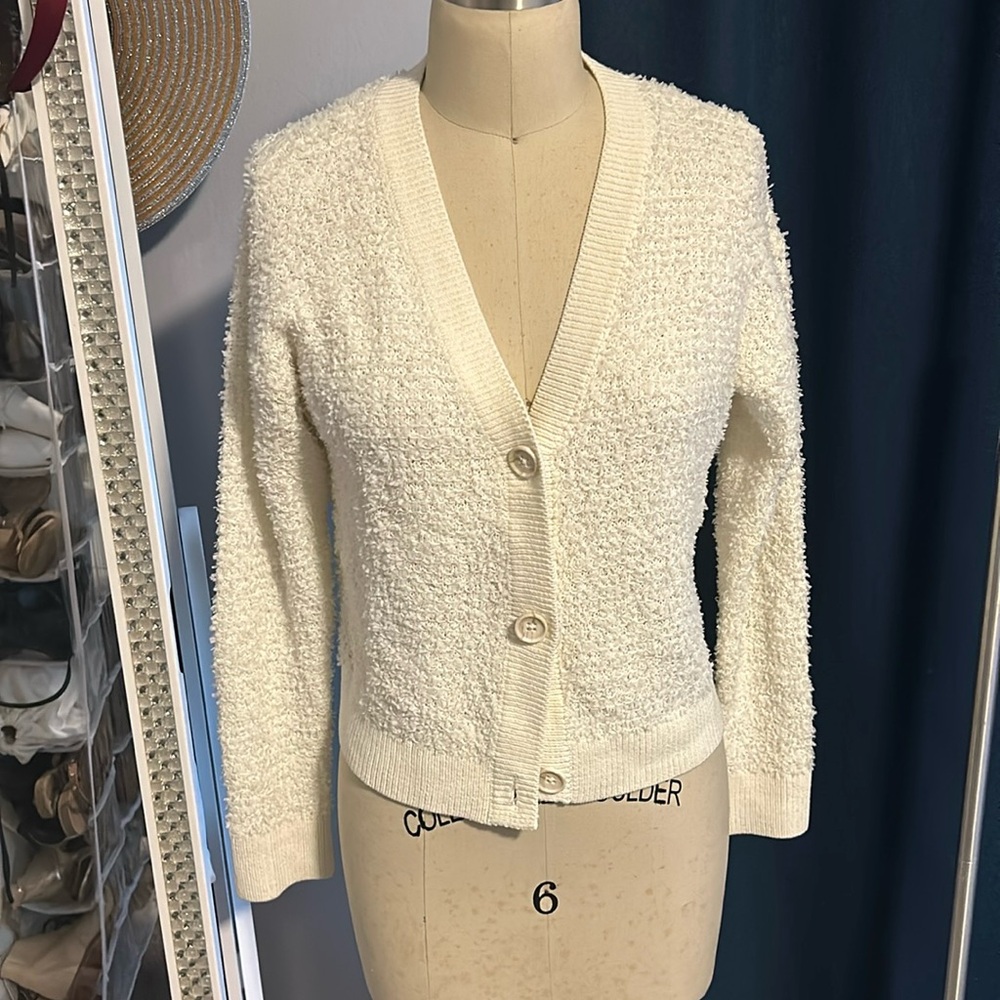 Club Monaco Ivory Textured Cardigan
